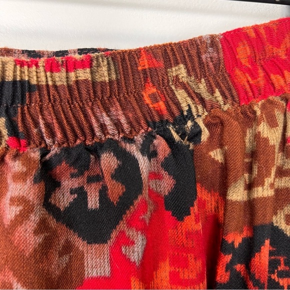 Vintage Saks Fifth Avenue Palazzo Pants Wide Leg Cropped Aztec Southwestern - Picture 7 of 10